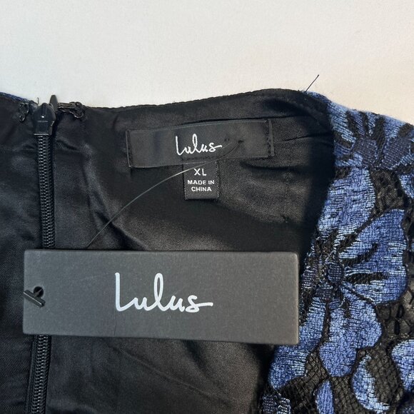 NWT Lulus Molinetto Navy Blue Lace Ruffled Tiered Sleeveless Maxi Dress XL - Picture 6 of 13